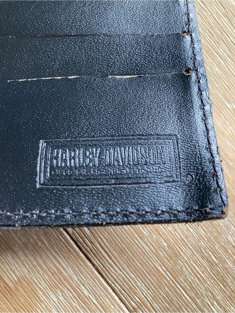 Vintage Y2K Harley-Davidson Leather Clutch Wallet Biker Black